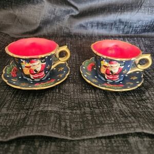 Festive Santa Teacup and Saucer Set
